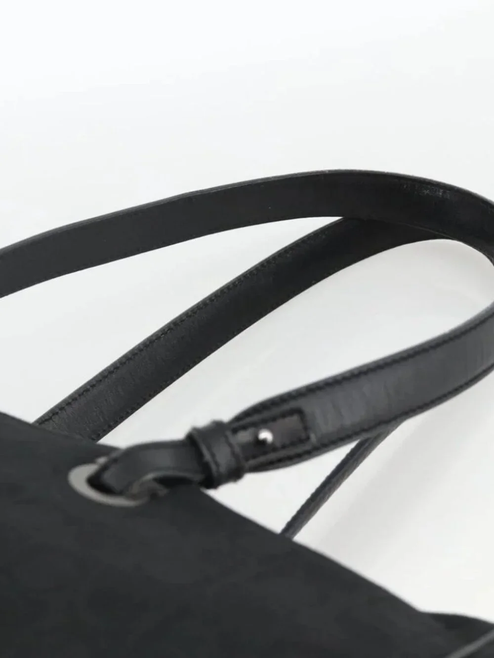 Salvatore Ferragamo Shoulder Bag Canvas Black Silver Auth ka3648